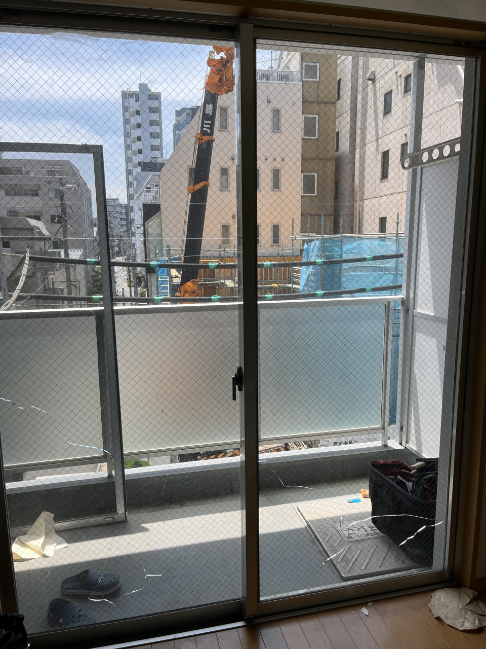 【東京都豊島区】掃き出し窓　網入りガラス交換